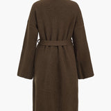 Stylish knitted belt women's sweater cardigan