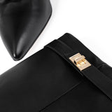 Holly | Bold metal buckle design knee-high boots