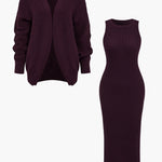Ribbed Knit Dress And Cardigan Set Dreamardi