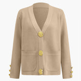 Elegant knit cardigan and pants set