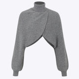 Stylish batwing sleeve turtleneck crop sweater