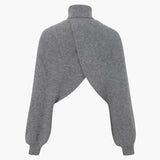 Stylish batwing sleeve turtleneck crop sweater