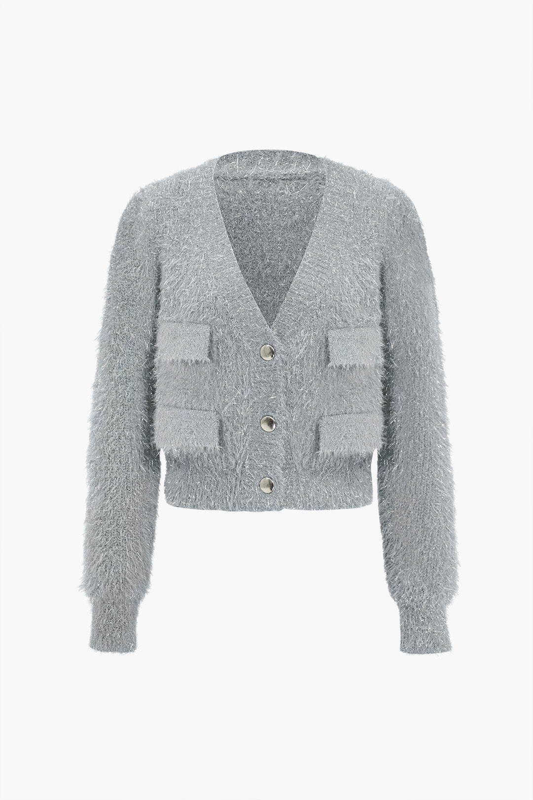 Knit button pocket women's cardigan
