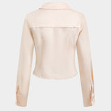 Timeless ruched satin long sleeve shirt
