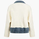 Unique patchwork design women's sweater cardigan