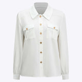 Elegant button pocket long sleeve shirt