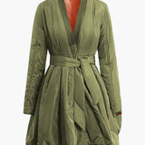 Cozy tie-front design women's puffer jacket