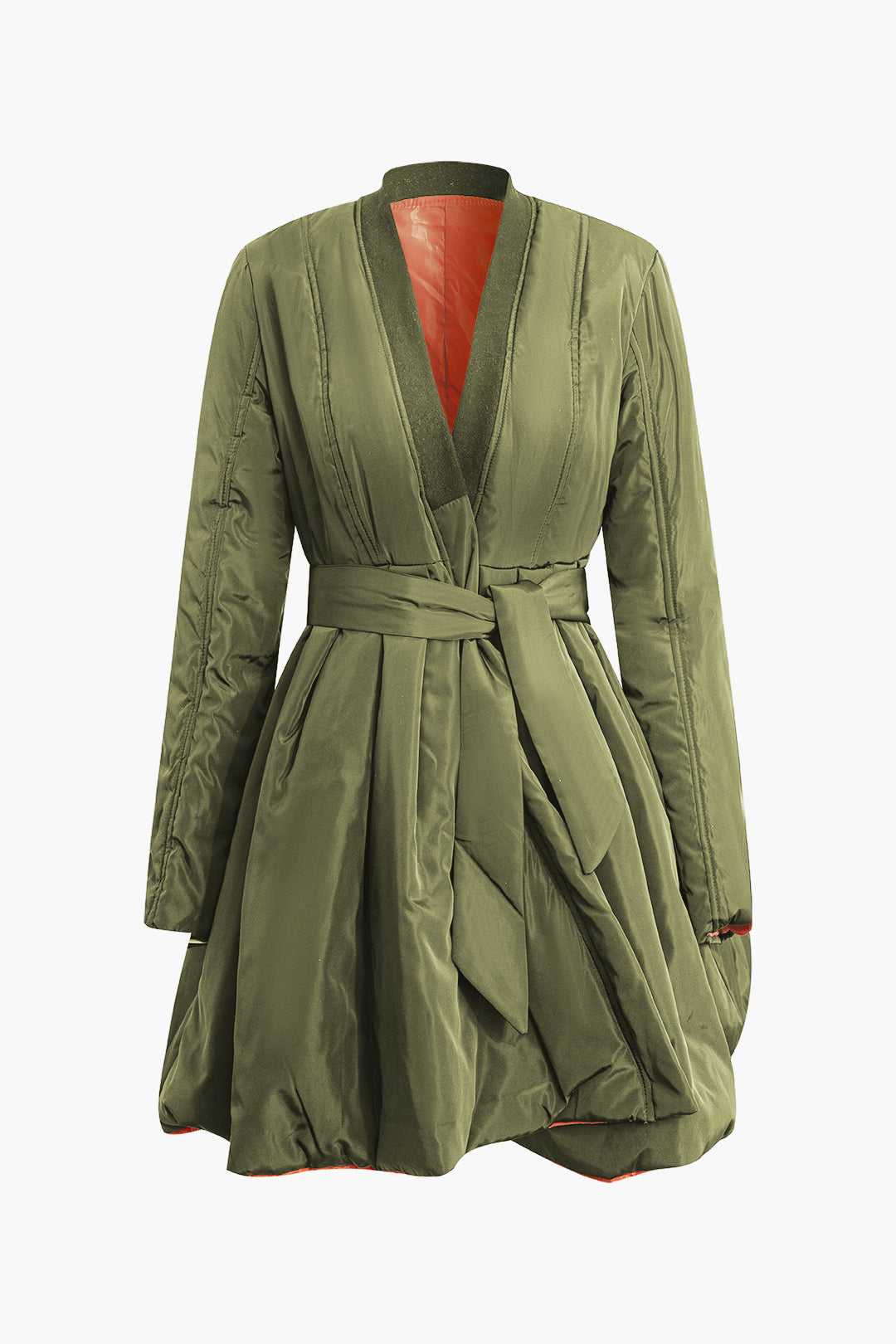 Cozy tie-front design women's puffer jacket