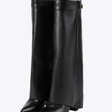 Holly | Bold metal buckle design knee-high boots