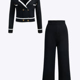 Contrast Knit Button Cardigan And Pants Set Dreamardi