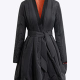 Cozy tie-front design women's puffer jacket
