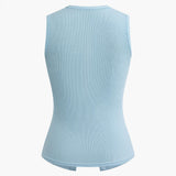 Modern casual sleeveless cardigan and skirt set
