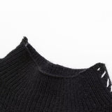 Contrast whipstitching turtleneck sweater