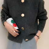 Cozy solid buttoned women's cardigan