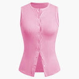 Modern casual sleeveless cardigan and skirt set