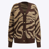 Eye-catching striped women's sweater cardigan