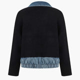 Unique patchwork design women's sweater cardigan
