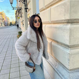 Luxurious soft-touch women's fur coat