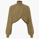 Stylish batwing sleeve turtleneck crop sweater