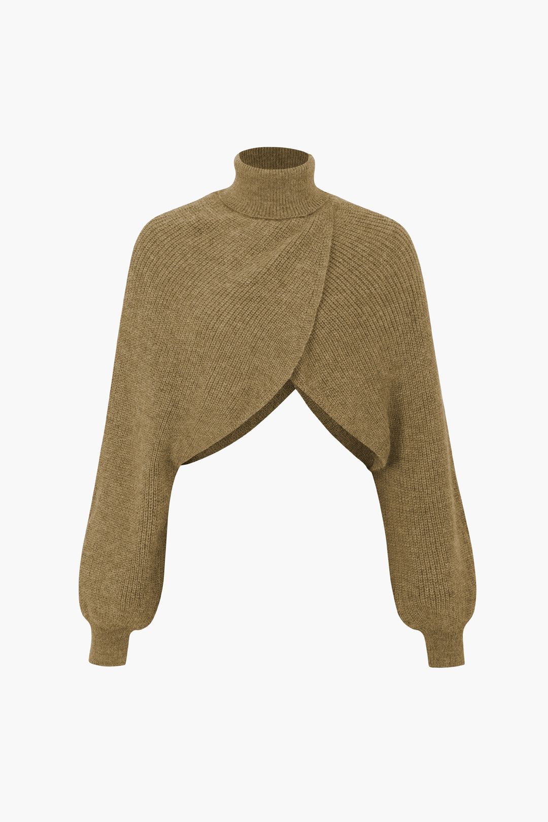 Stylish batwing sleeve turtleneck crop sweater