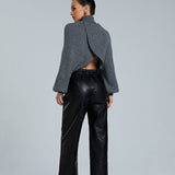 Stylish batwing sleeve turtleneck crop sweater