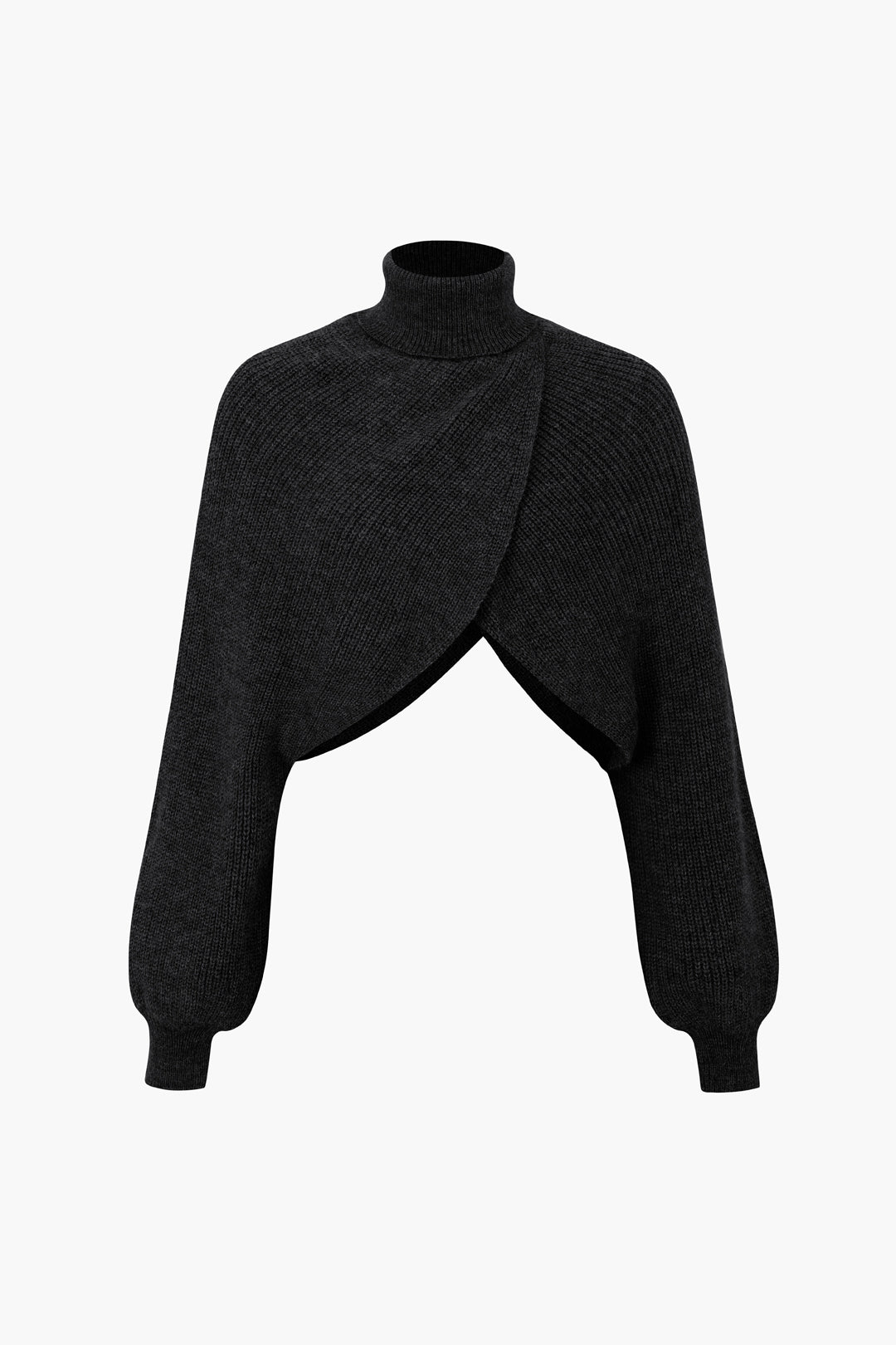 Stylish batwing sleeve turtleneck crop sweater