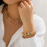 2-piece colorful necklace bracelet