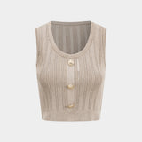 Soft knit co-ord set: tank top, cardigan & skirt