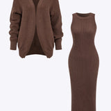 Ribbed Knit Dress And Cardigan Set Dreamardi