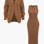 Ribbed Knit Dress And Cardigan Set Dreamardi