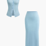 Sleeveless Cardigan And Skirt Set Dreamardi