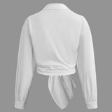 Chic solid knot long sleeve shirt