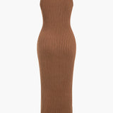 Chic ribbed knit dress and cardigan set