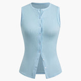 Modern casual sleeveless cardigan and skirt set