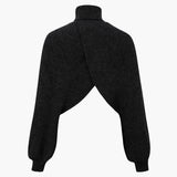 Stylish batwing sleeve turtleneck crop sweater