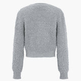 Knit button pocket women's cardigan