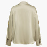 Stylish sequin long sleeve shirt with slit design