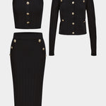 Knit Bottom Tank Top And Cardigan And Skirt Set Dreamardi