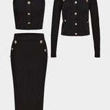 Knit Bottom Tank Top And Cardigan And Skirt Set Dreamardi