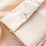 Timeless ruched satin long sleeve shirt
